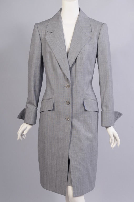 Gray Givenchy Numbered Haute Couture  Coat, Skirt & Pants Ensemble