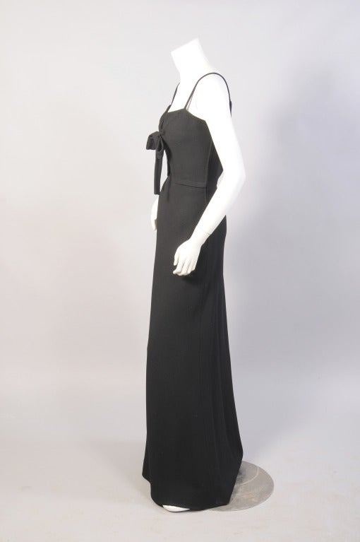 1970's Galanos Black Low Cut Evening Gown In Excellent Condition In New Hope, PA