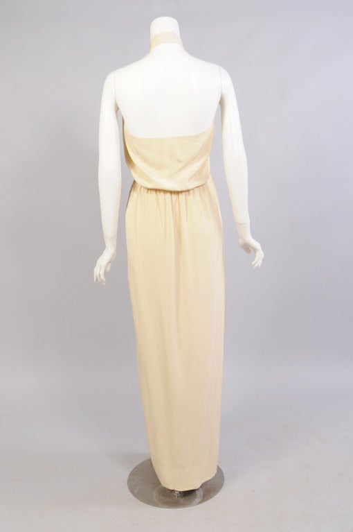 Women's 1970's Galanos Pleated Silk Halter Dress
