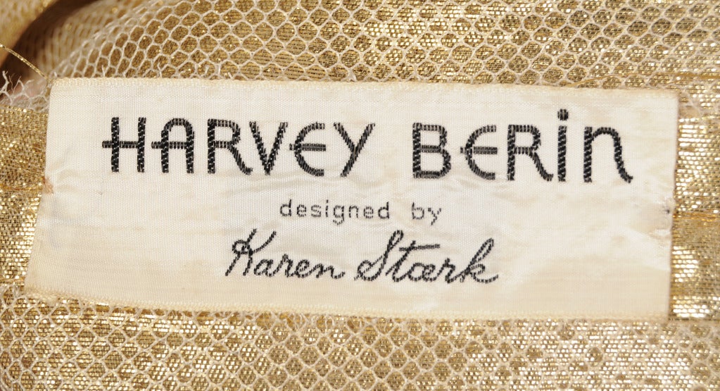 1950's Harvey Berin Beaded Gold Lame & Tulle Evening Dress 3