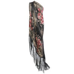 Antique 1920's French Floral Lame Shawl