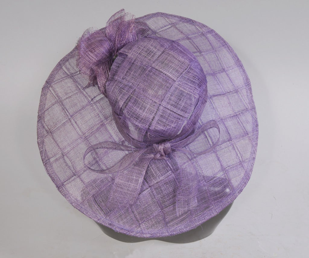 Givenchy Haute Couture Runway Worn Lavender Straw Hat In Excellent Condition In New Hope, PA
