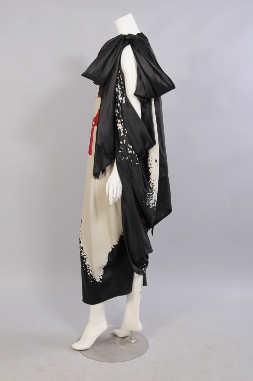 Ungaro Haute Couture Hand Painted Abstract Print Silk Evening Dress