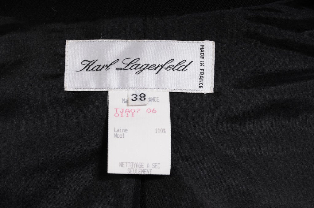 Women's Karl Lagerfeld Black Jacket Three Dimensional Cream Trim