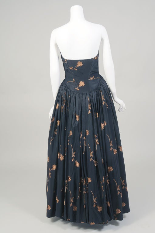 Black Silk Ballgown, Copper Embroidery 1