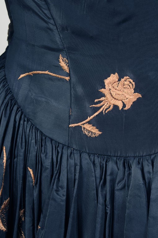 Black Silk Ballgown, Copper Embroidery 2