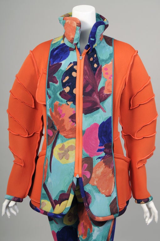 Issey Miyake Brightly Colored Zip Front Jacket and Pants  1