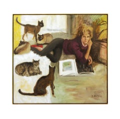 Rene Bouche Large Oil on Canvas, Vogue Illustrator and Society Portrait Artist