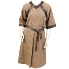 Vintage Jean Muir Tweed & Leather Dress