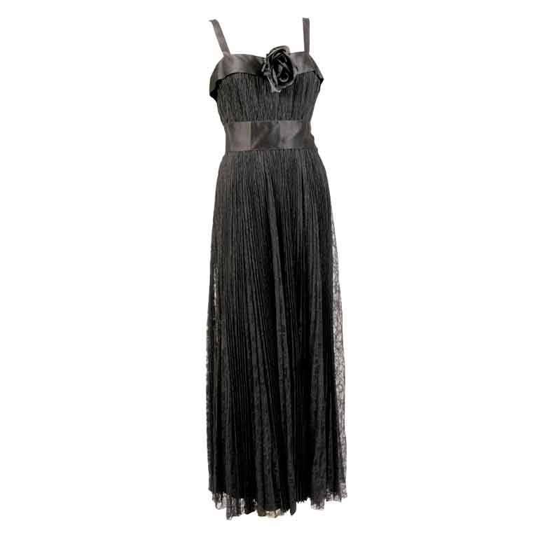 Mainbocher Lace Evening Dress and Cape at 1stDibs