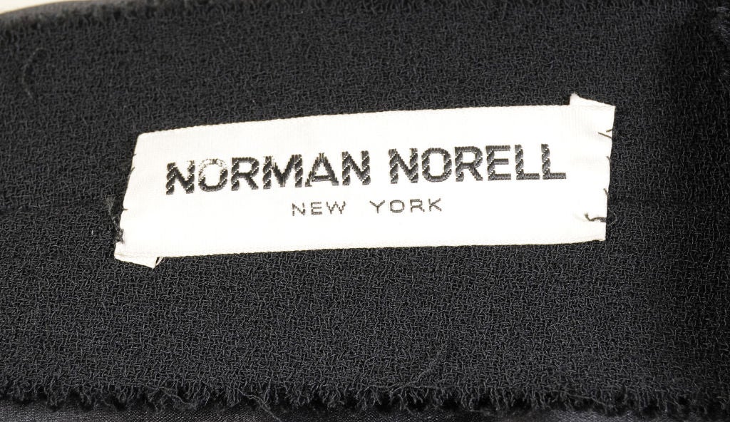 Norman Norell Black Wool Dinner Dress with Rhinestone Buttons 2