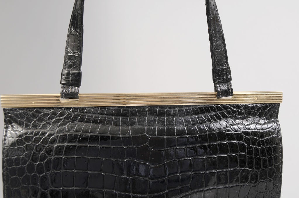 Women's Cartier Gold Framed Crocodile Bag
