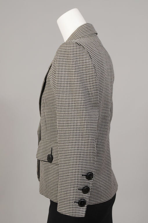 Gray Yves Saint Laurent Haute Couture Black & White Check Jacket