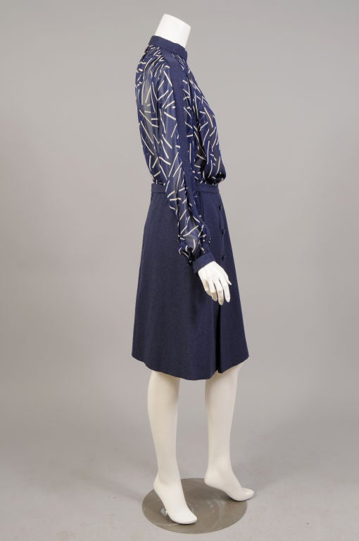 Pauline Trigere 5 Piece Ensemble Coat Dress Blouse Skirt & Scarf 2