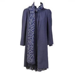 Pauline Trigere 5 Piece Ensemble Coat Dress Blouse Skirt & Scarf