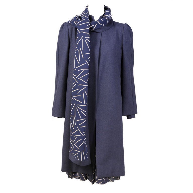 Pauline Trigere 5 Piece Ensemble Coat Dress Blouse Skirt & Scarf