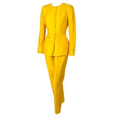 Pierre Balmain Haute Couture Chrome Yellow Silk Tunic & Pants 9