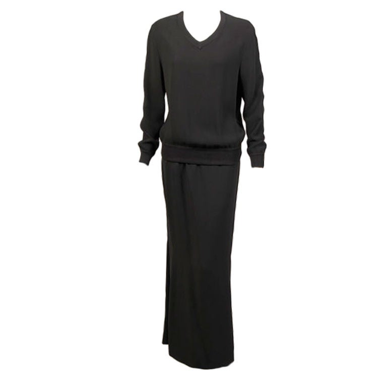 Valentino Haute Couture Silk Top, Long Skirt and Matching Pants For Sale