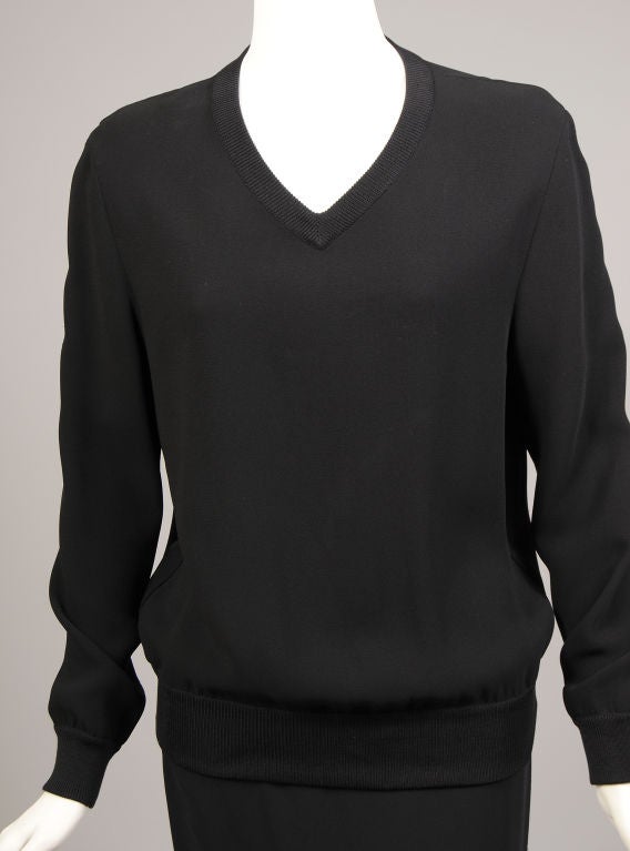 Valentino Haute Couture Silk Top, Long Skirt and Matching Pants (Schwarz) im Angebot