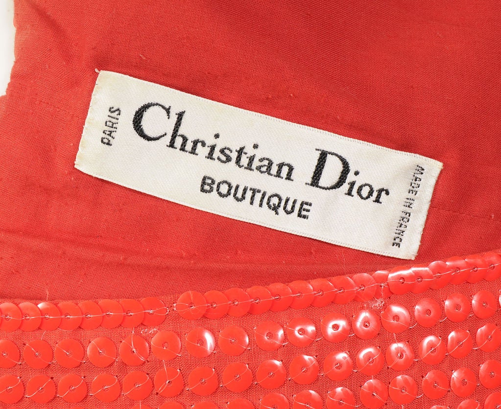 Christian Dior, Paris Red/Orange Beaded Cotton Dress 1