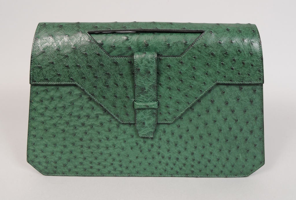 Luxury leather goods retailer Harel, Paris is located on the Avenue Montaigne near the Plaza Athenee, and they create elegant shoes and bags for the well dressed Parisian. The quality of this bag is just amazing! The oversized clutch in deep green