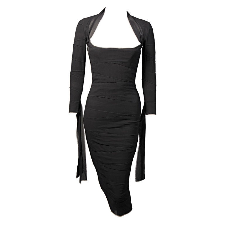 Alexander McQueen Bandage Dress  Chiffon, Leather 
Zippers