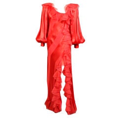 1970's Stavropoulos Bias Cut Red Silk Dress 2