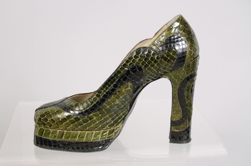 Women's Terry de Haviland 1970's Vintage Snakeskin Platforms