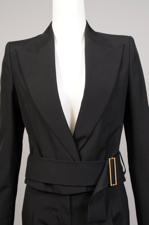 Black Yves Saint Laurent Cropped Jacket and Matching Pants, Appears Unworn