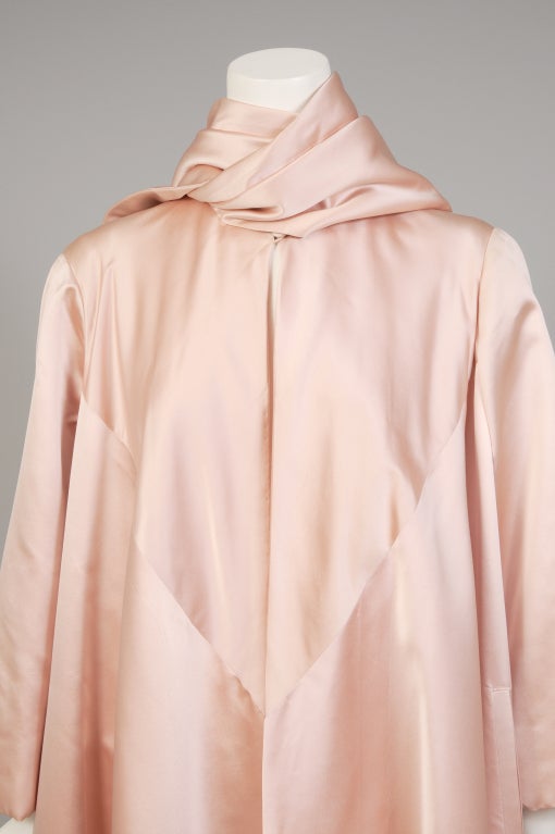 1950;s Traina-Norell Silk Satin Evening Coat In Excellent Condition In New Hope, PA