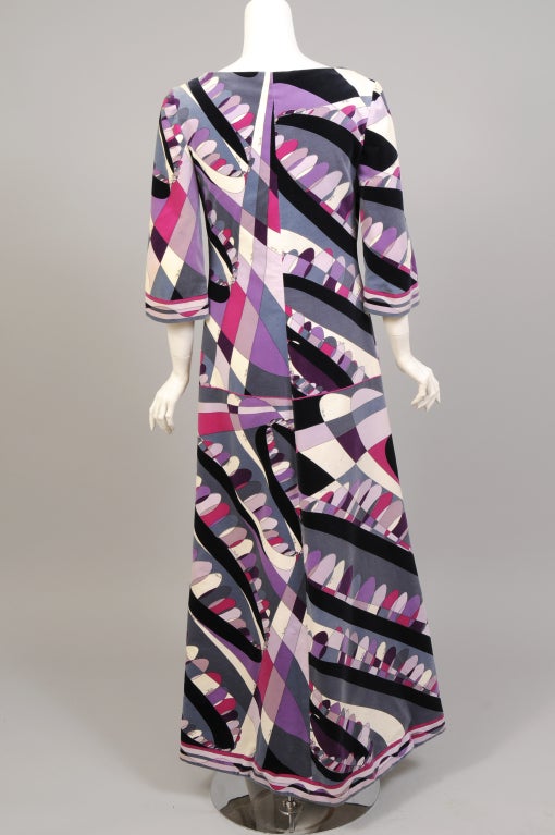 1960's Pucci Velvet Zip Front Caftan In Excellent Condition In New Hope, PA