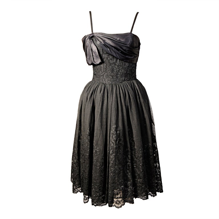 Mainbocher 1950s Chantilly Lace Dress at 1stDibs
