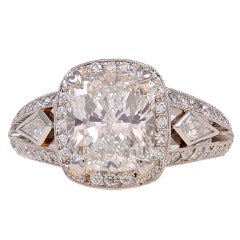 Michael Beaudry Cushion Cut Diamond Platinum Ring