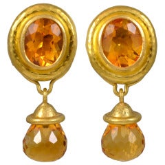 Elizabeth Locke Oval Briolette Citrine Drop Earrings