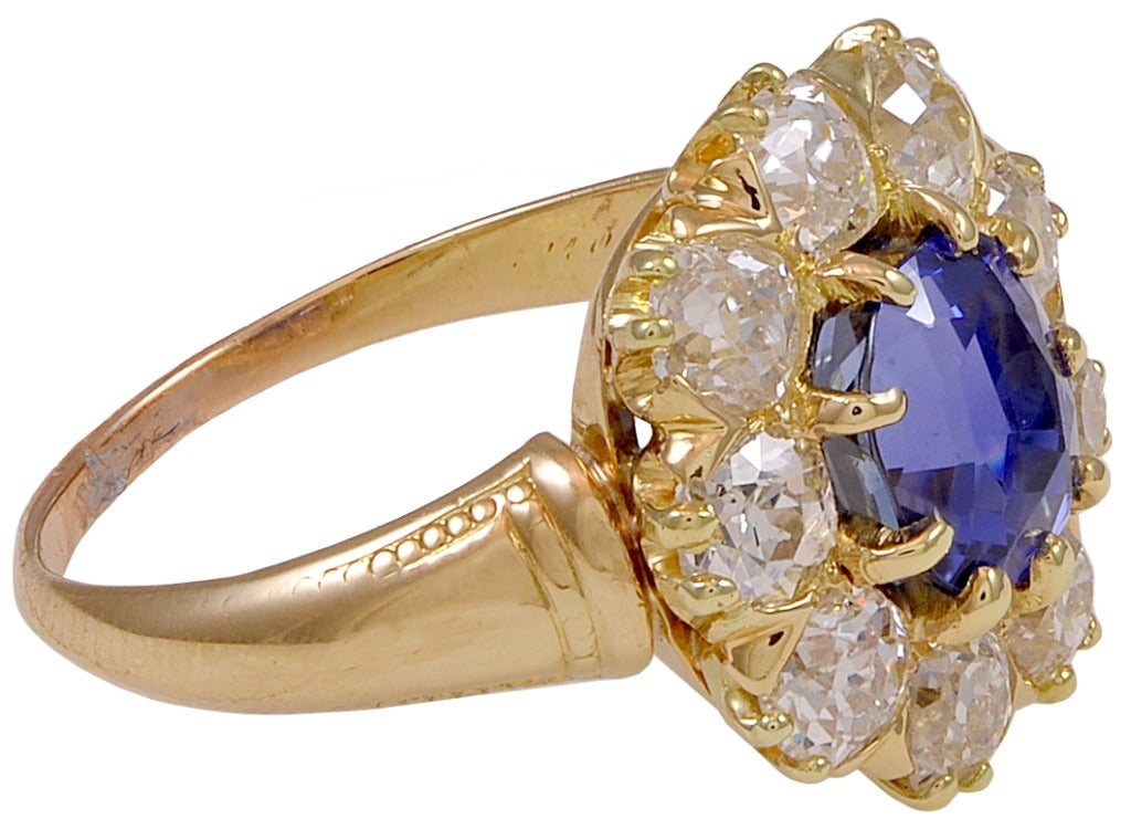 Victorian Tiffany & Co. Cushion Shaped Natural No Heat Sapphire Gold Ring