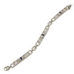 Art Deco Sapphire Diamond Platinum Bracelet