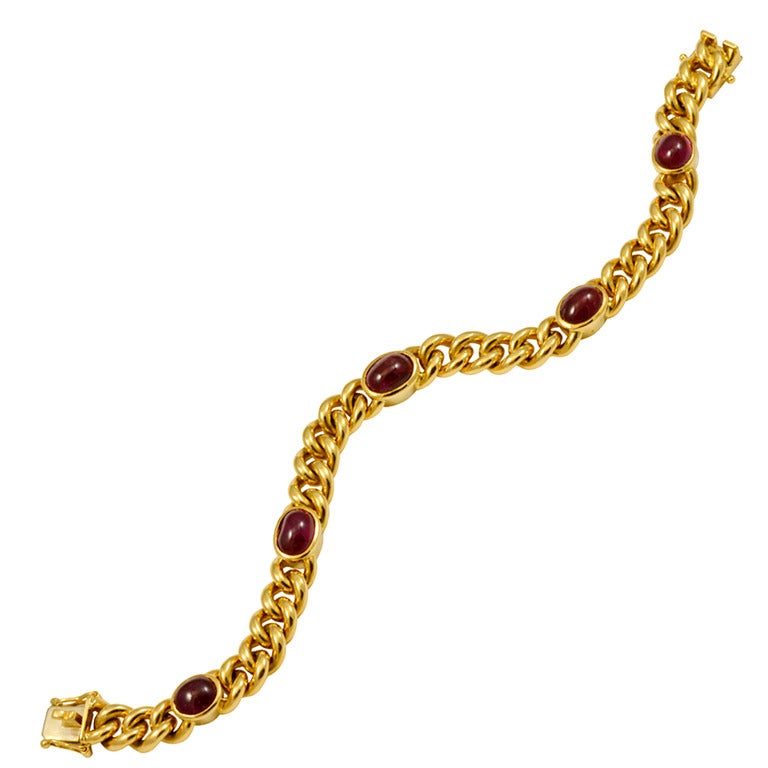 Cabochon Ruby Gold Bracelet