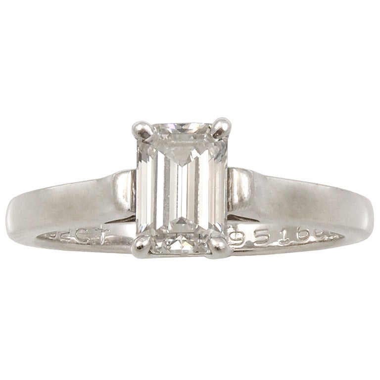 Tiffany & Co. Emerald Cut Diamond Platinum Ring