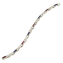 Ruby Sapphire Diamond Platinum Bracelet