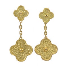 Vintage Van Cleef & Arpels Alhambra Yellow Gold Drop Earrings