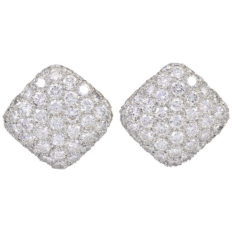 Tiffany & Co. Pave Diamond Gold Clip Earrings