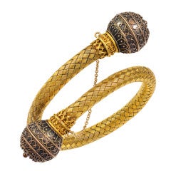 Antique Victorian Gold Mesh Flexible Cuff Bracelet