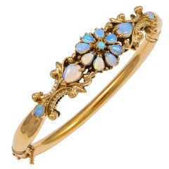 Vintage Jelly Opal Gold Bangle Bracelet