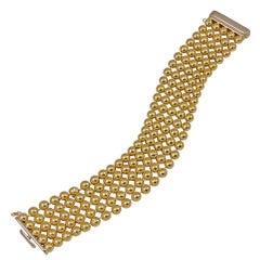 Beaded Link Wide Gold Bracelet 8