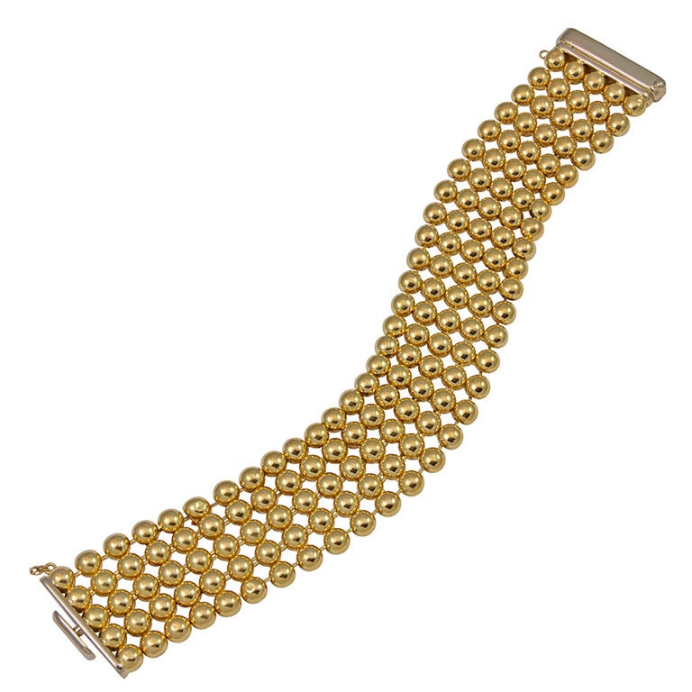 Beaded Link Wide Gold Bracelet