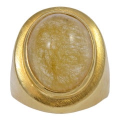 Bruno Guidi Cabochon Rutilated Quartz Gold Ring
