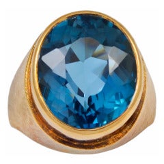 Bruno Guidi Oval Blue Topaz Gold Ring