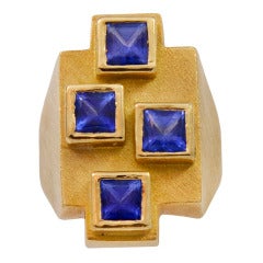 Vintage Bruno Guidi Square Cut Tanzanite Gold Ring