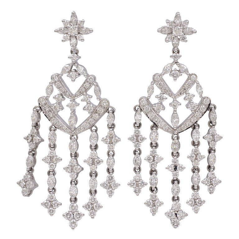 Kwiat Diamond Gold Chandelier Earrings For Sale at 1stDibs