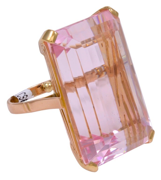 A definite eye catcher!  A simple but beautiful 63.67ct kunzite solitaire cocktail ring set in 18kt rose gold.

Kunzite: 29.00 x 18.20mm